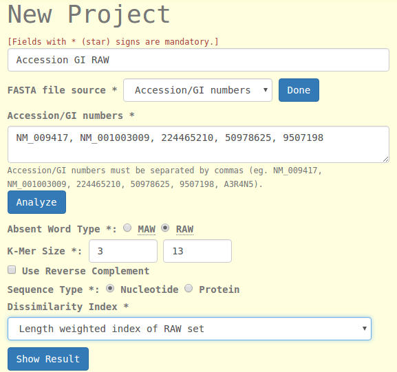 ADACT: New Project page