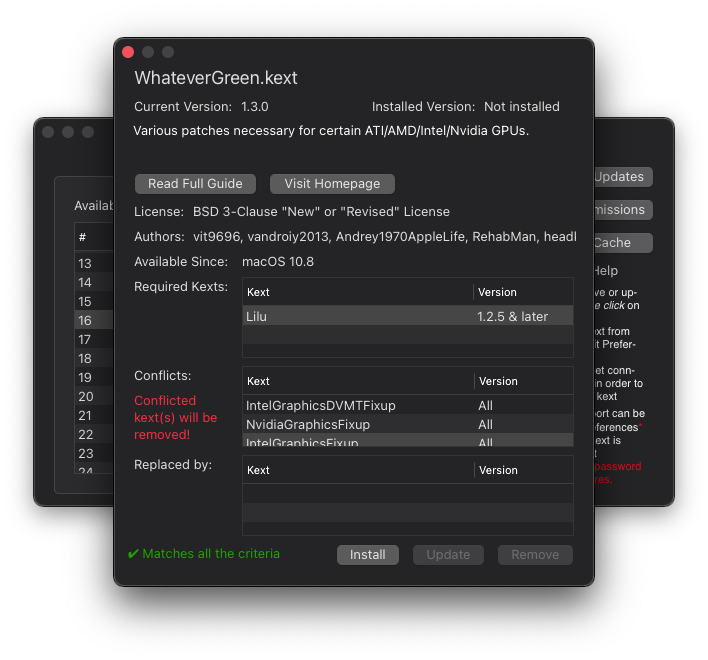 AdvanceKextUpdater: kext info page